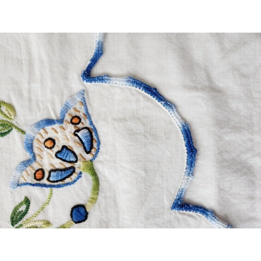 Embroided Pillowcases,  Edged With  Tatting, Pair 20 X 26